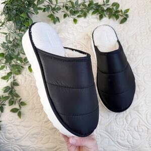 Anthropologie Maeve Puffy Platform Black Slippers Sz L